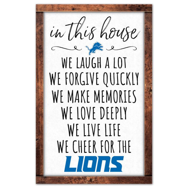 Letrero de madera de los Detroit Lions de 11" x 17" y 1/4" de grosor