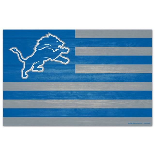 Letrero de madera de los Detroit Lions de 11" x 17" y 1/4" de grosor