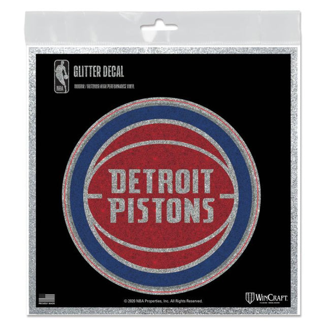 Calcomanía con purpurina de los Detroit Pistons de 6" x 6"