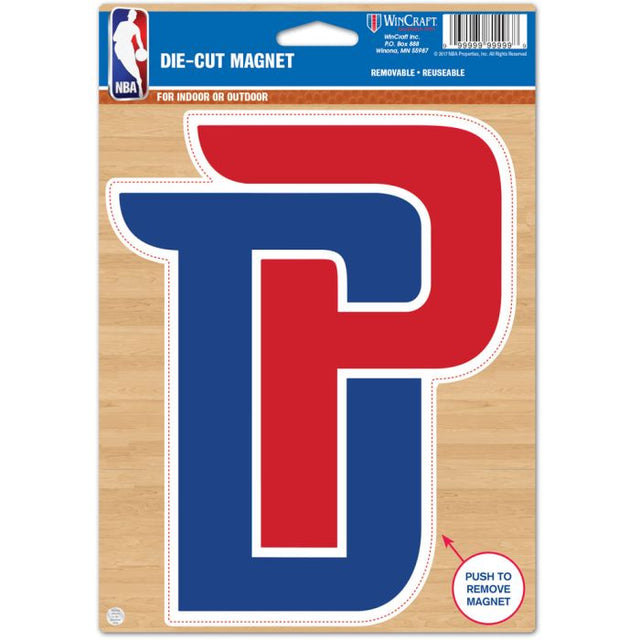 Imán troquelado con el logotipo de los Detroit Pistons, 6,25" x 9"