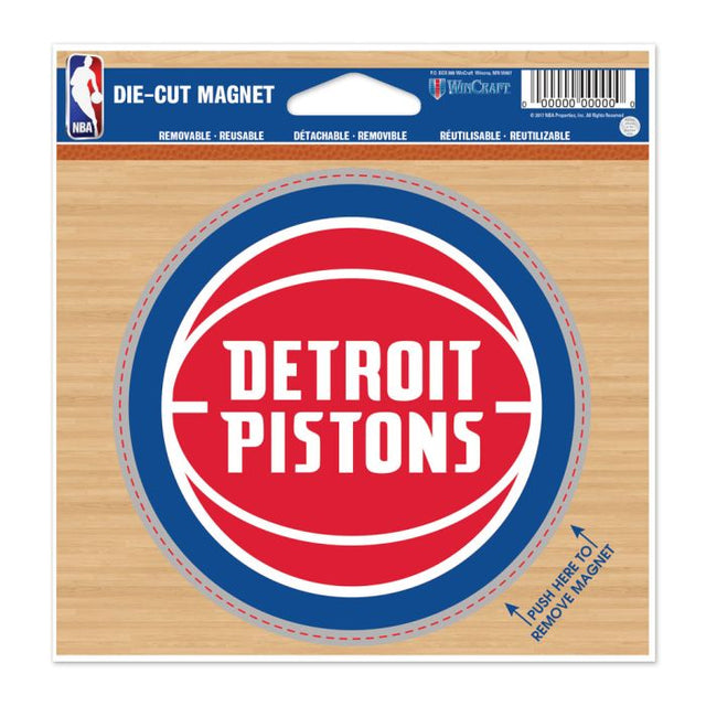 Imán troquelado de los Detroit Pistons de 4,5" x 6"