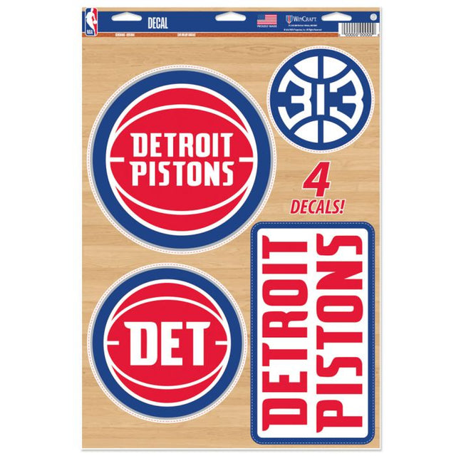 Calcomanía multiusos de los Detroit Pistons de 11" x 17"