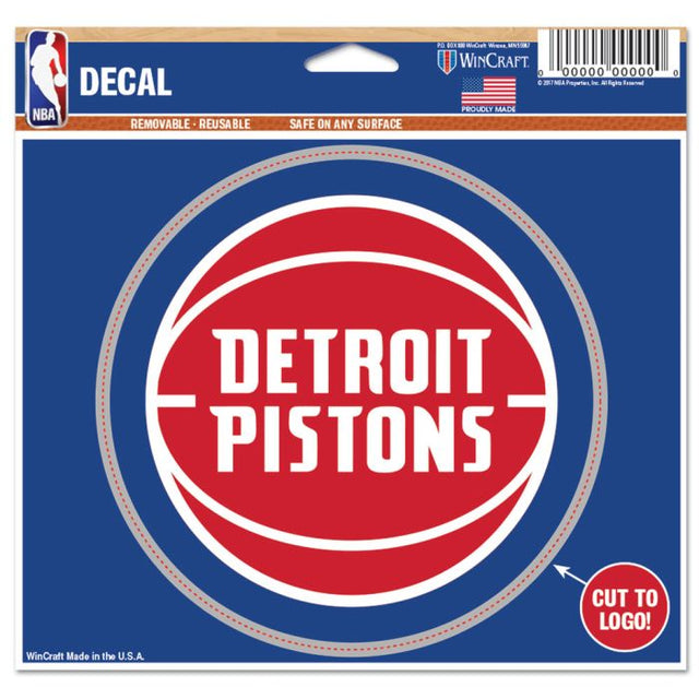 Calcomanía multiusos de los Detroit Pistons: cortada con el logotipo de 5" x 6"