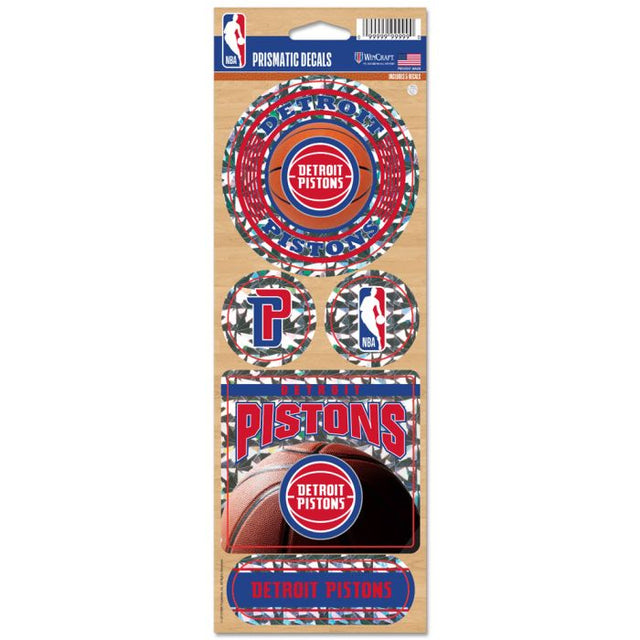 Calcomanía prismática de los Detroit Pistons de 4" x 11"