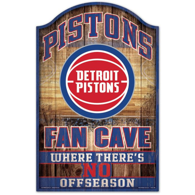 Letrero de madera de los Detroit Pistons de 11" x 17" y 1/4" de grosor