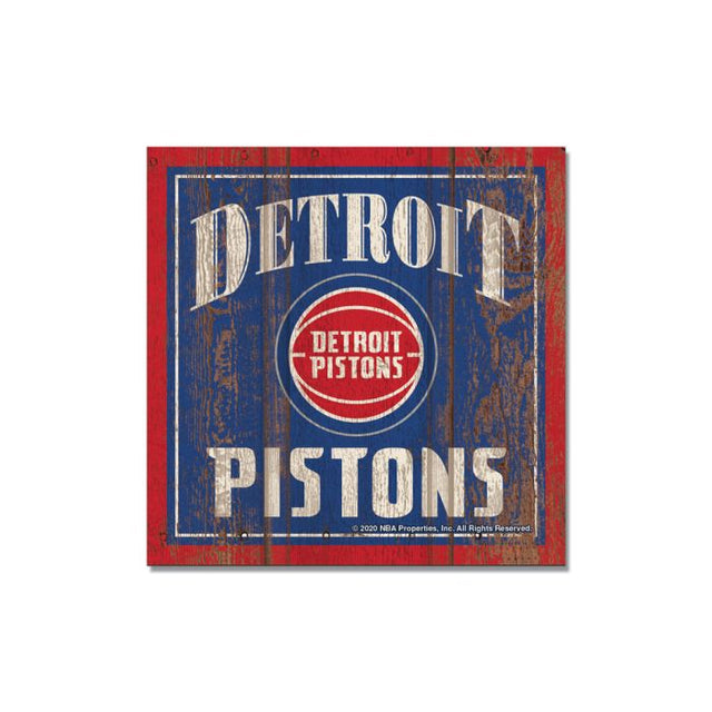Imán de madera de los Detroit Pistons de 3" x 3"