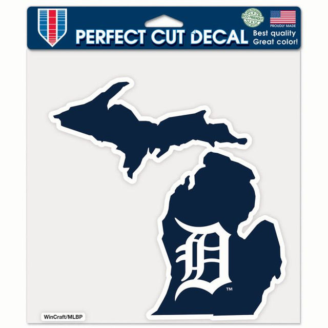 Calcomanía de color de corte perfecto de los Detroit Tigers STATE de 8" x 8"