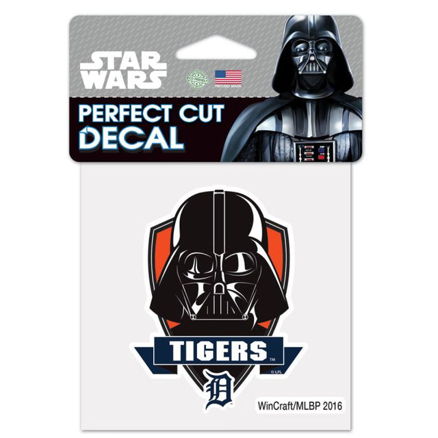 Calcomanía de color de corte perfecto de Darth Vader de Star Wars / Detroit Tigers de 4" x 4"