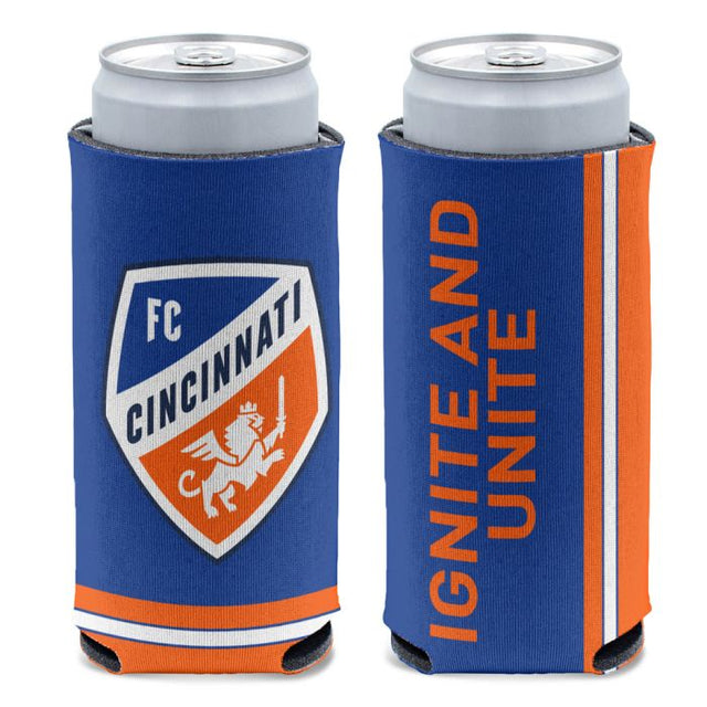 Enfriador de latas delgado de 12 oz con el logotipo principal del FC Cincinnati