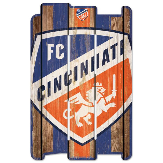 Letrero de madera para valla del FC Cincinnati