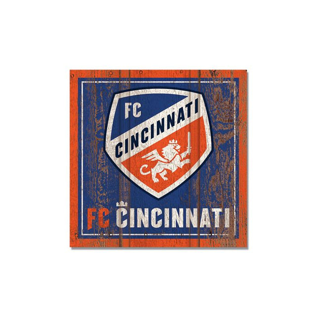 Imán de madera del FC Cincinnati de 3" x 3"