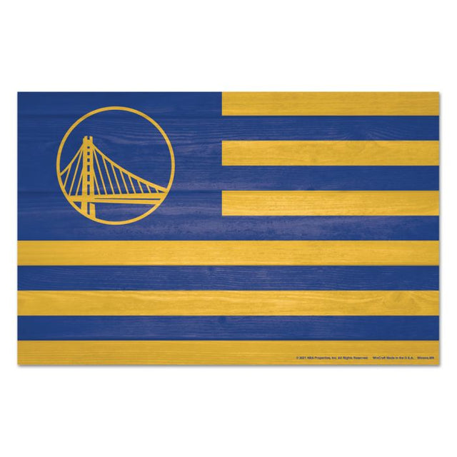 Golden State Warriors AMERICANA Wood Sign 11" x 17" 1/4" thick