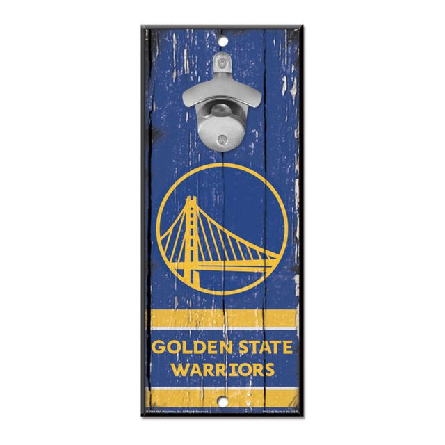 Letrero destapador de botellas de los Golden State Warriors de 5 x 11 pulgadas