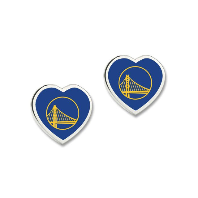 Pendientes de los Golden State Warriors con corazón en 3D