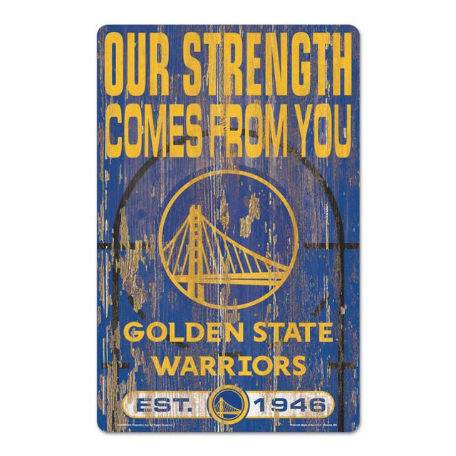 Letrero de madera de los Golden State Warriors, 11" x 17", 1/4" de grosor
