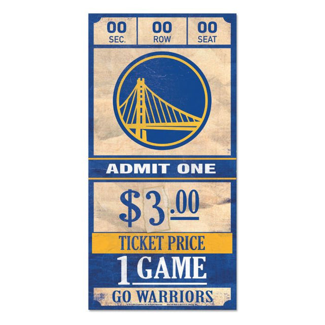 Letrero de madera de los Golden State Warriors, 6 x 12 3/8" de grosor
