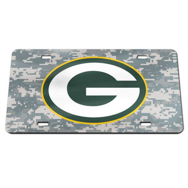 Placa de matrícula acrílica especial con diseño de camuflaje de los Green Bay Packers