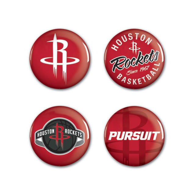 Paquete de 4 botones de los Houston Rockets de 1 1/4" de diámetro