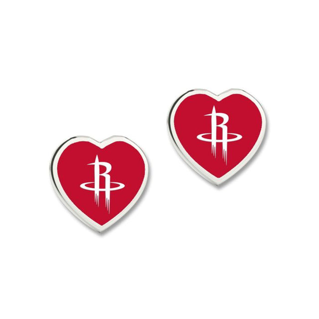 Pendientes de los Houston Rockets con corazón en 3D
