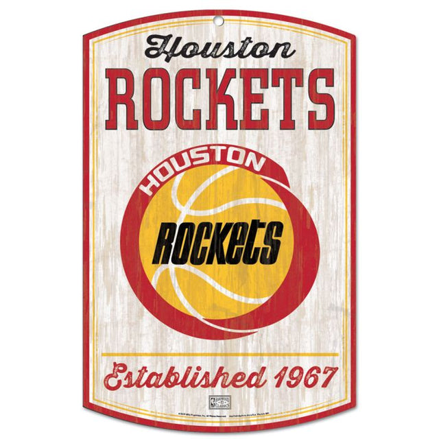 Letrero de madera de los Houston Rockets Hardwoods de 11" x 17" y 1/4" de grosor