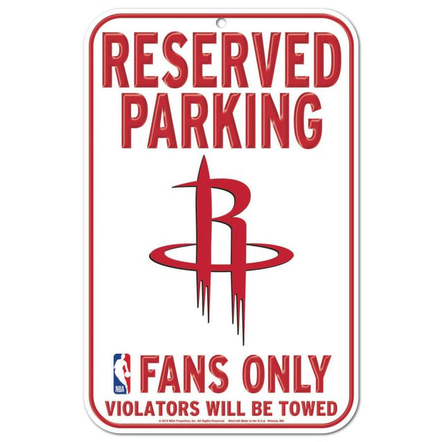 Letrero de plástico de estacionamiento reservado de los Houston Rockets de 11" x 17"
