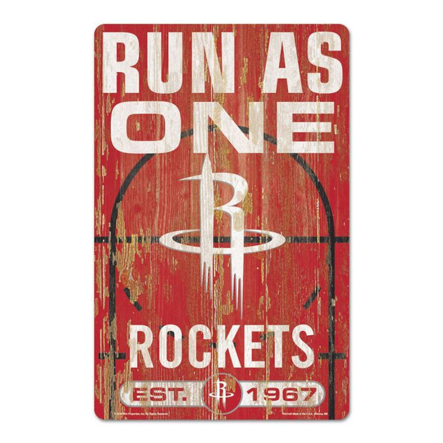 Letrero de madera con el lema de los Houston Rockets, 11" x 17", 1/4" de grosor