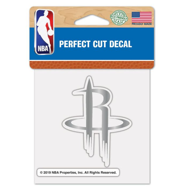 Calcomanía plateada metalizada de los Houston Rockets de 4" x 4"