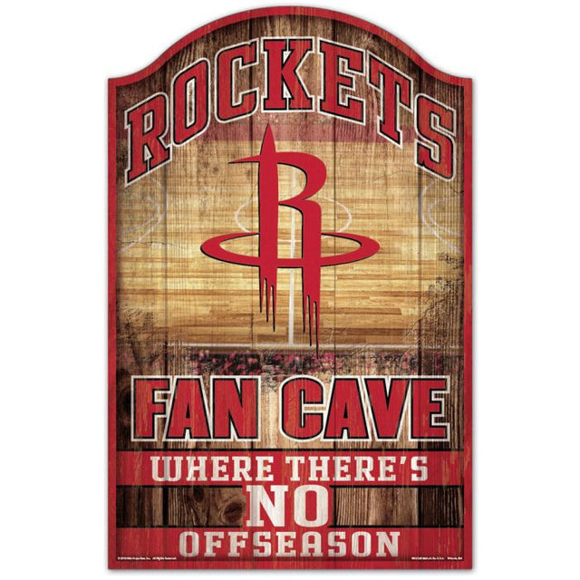 Letrero de madera de los Houston Rockets de 11" x 17" y 1/4" de grosor