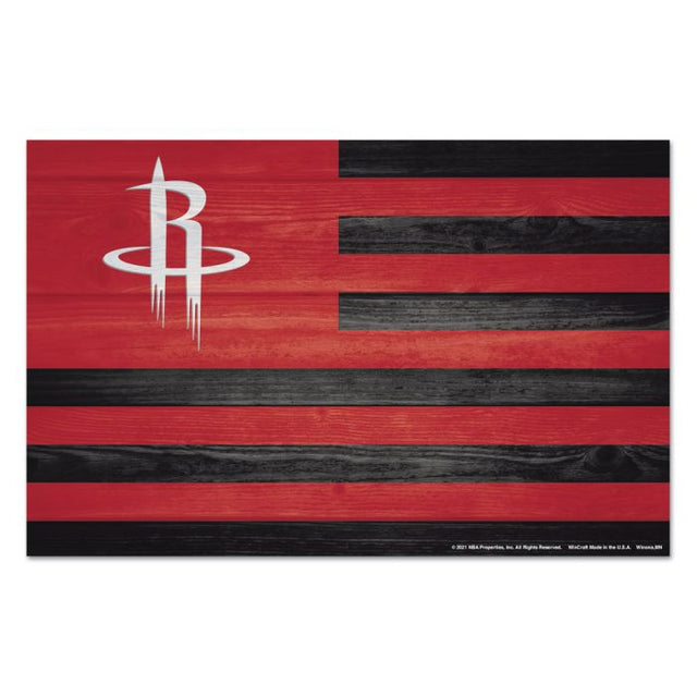 Letrero de madera de los Houston Rockets de 11" x 17" y 1/4" de grosor