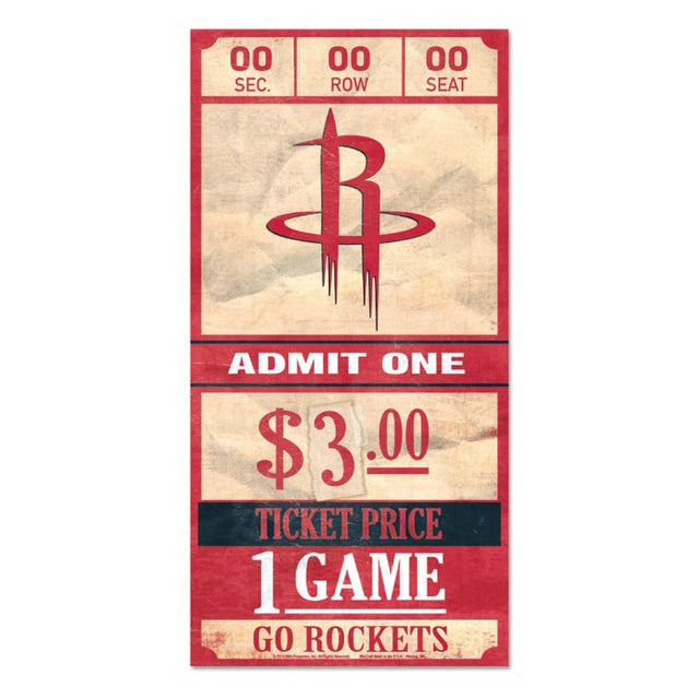 Letrero de madera de los Houston Rockets de 6 x 12 3/8" de grosor