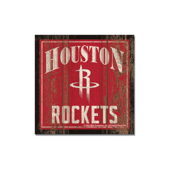 Imán de madera de los Houston Rockets de 3" x 3"