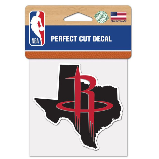 Calcomanía de color de corte perfecto del estado de los Houston Rockets de 4" x 4"