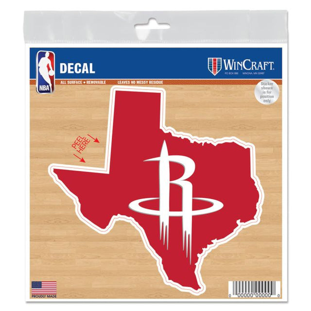 Calcomanía para todas las superficies con la forma del estado de los Houston Rockets, 6" x 6"