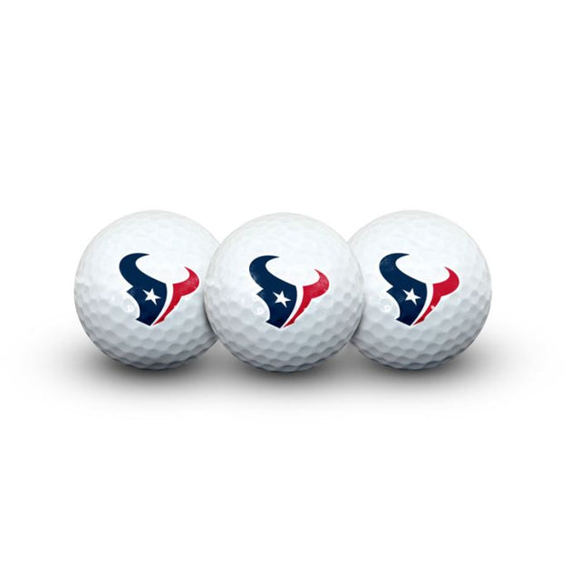 3 pelotas de golf de los Houston Texans en estuche tipo concha