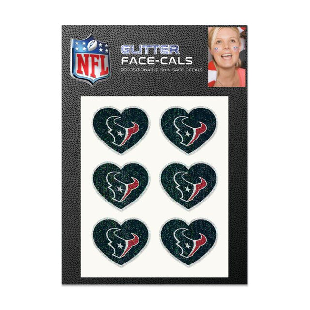 Houston Texans Heart Glitter Tattoo 6 Pack