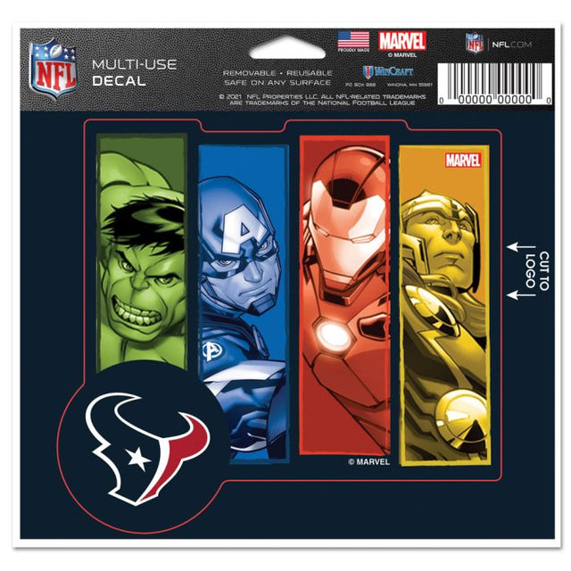 Calcomanía multiusos de Marvel de los Houston Texans/Marvel (C) 2021: corte con el logotipo de 5" x 6"