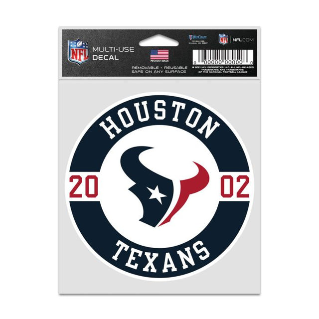 Calcomanías para fanáticos con el parche de los Houston Texans de 3,75" x 5"