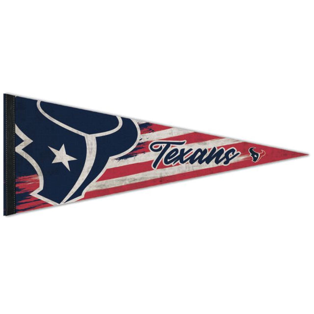 Banderín patriótico premium de los Houston Texans de 12" x 30"