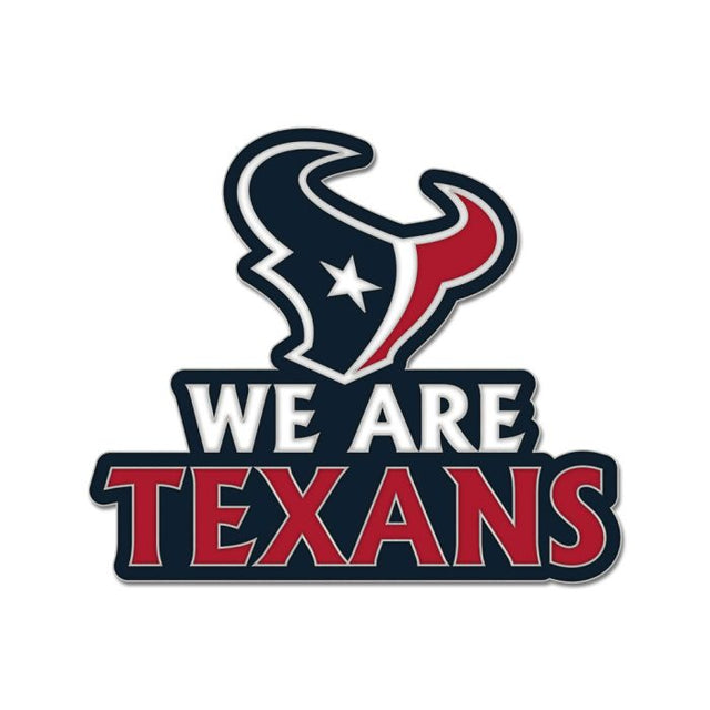 Tarjeta de joyería con pin esmaltado de colección con el lema de los Houston Texans