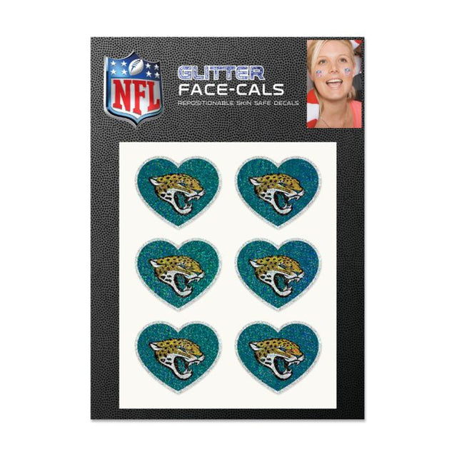 Paquete de 6 tatuajes con brillantina en forma de corazón de los Jacksonville Jaguars