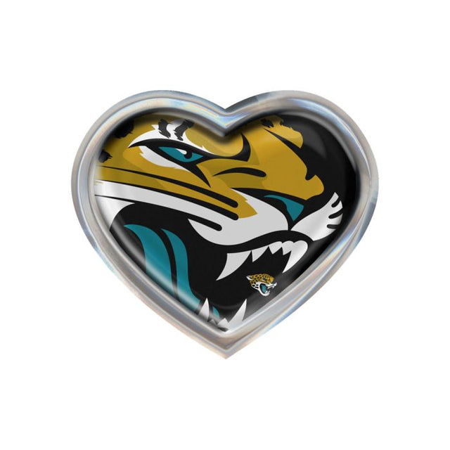 Emblema abovedado de metal cromado MEGA de Jacksonville Jaguars con forma de corazón