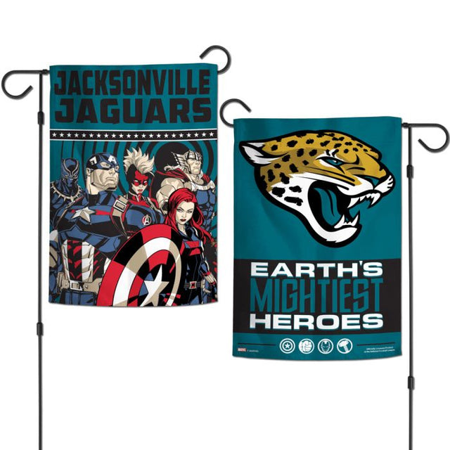 Banderas de jardín de Marvel de Jacksonville Jaguars/Marvel (C) 2021, de 2 lados, 12,5" x 18"