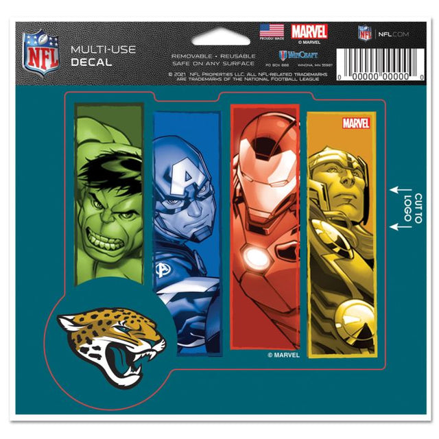 Calcomanía multiusos de Marvel de Jacksonville Jaguars/Marvel (C) 2021: corte con el logotipo de 5" x 6"