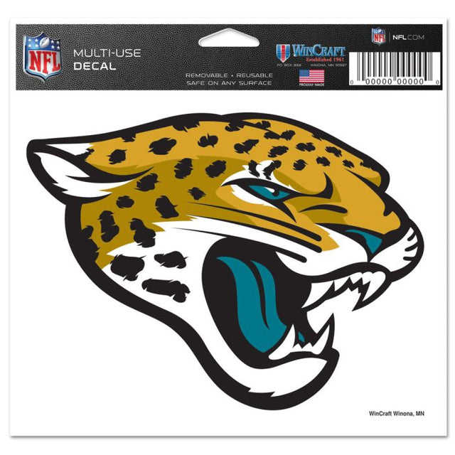 Calcomanía multiusos de los Jacksonville Jaguars, fondo transparente, 5" x 6"