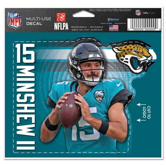 Calcomanía multiusos de los Jacksonville Jaguars: cortada según el logotipo, 5" x 6", Gardner Minshew