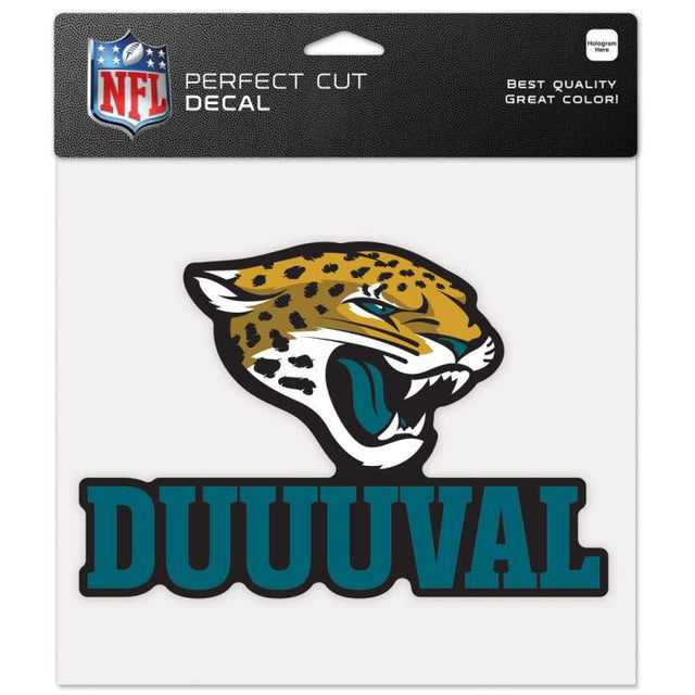 Calcomanía de color de corte perfecto con el eslogan de los Jacksonville Jaguars de 8" x 8"