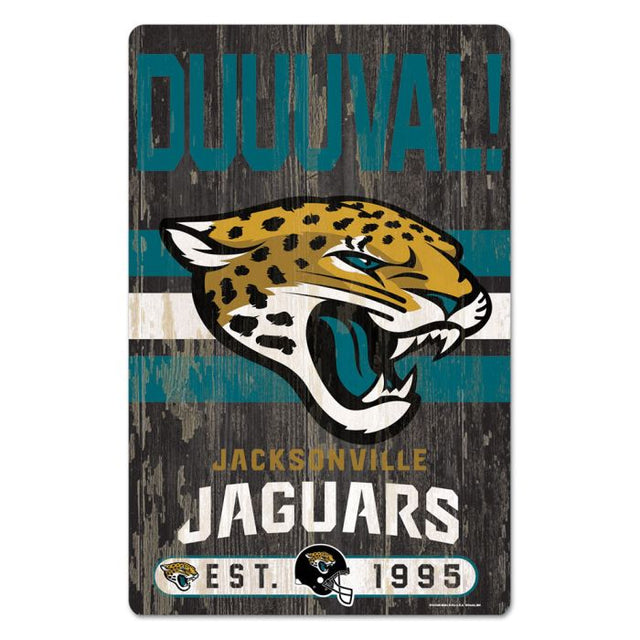 Letrero de madera con el eslogan de los Jacksonville Jaguars, 11" x 17", 1/4" de grosor