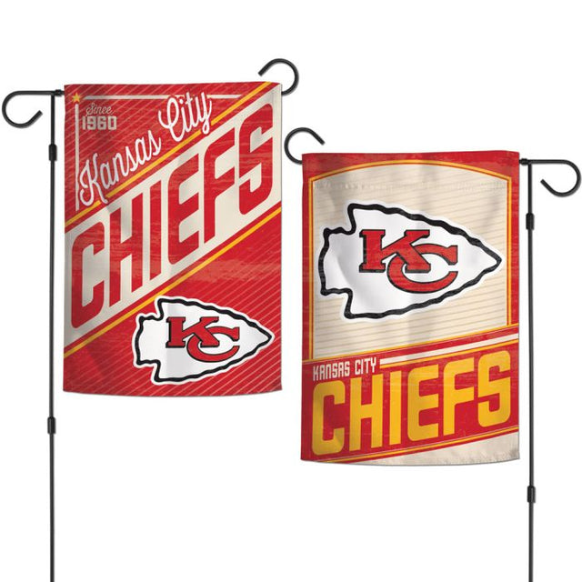 Banderas de jardín retro con logotipo clásico de los Kansas City Chiefs, de 2 lados, 12,5" x 18"