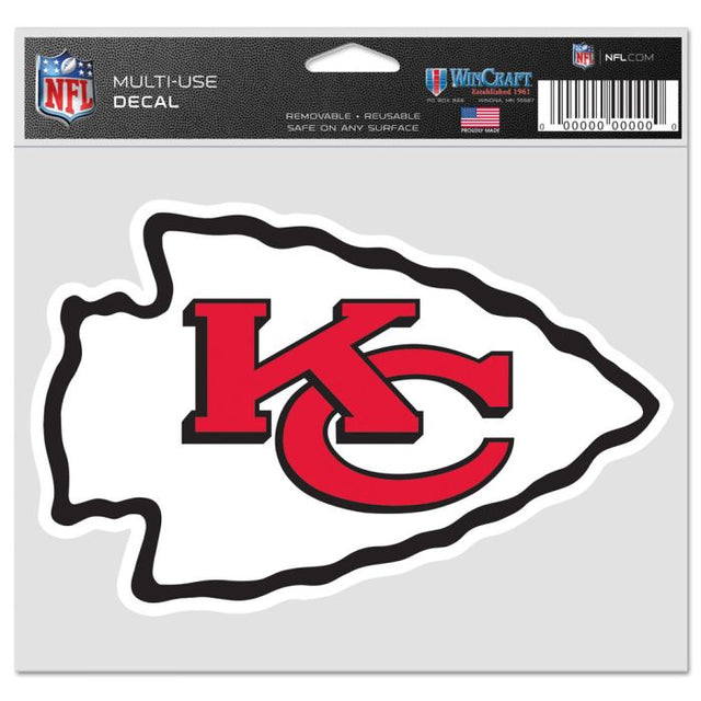 Calcomanía multiusos de los Kansas City Chiefs, fondo transparente, 5" x 6"