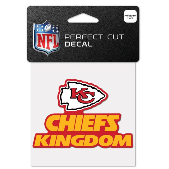 Calcomanía de color de corte perfecto con el eslogan de los Kansas City Chiefs, 4" x 4"